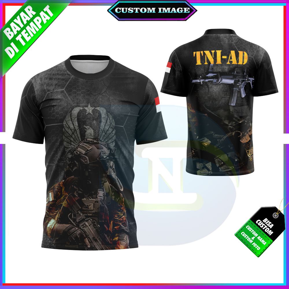 Jersey T-shirt Pria Lengan Pendek TNI AD / Kaos Baju T-shirt Militer TNI Angkatan Darat Keren COD