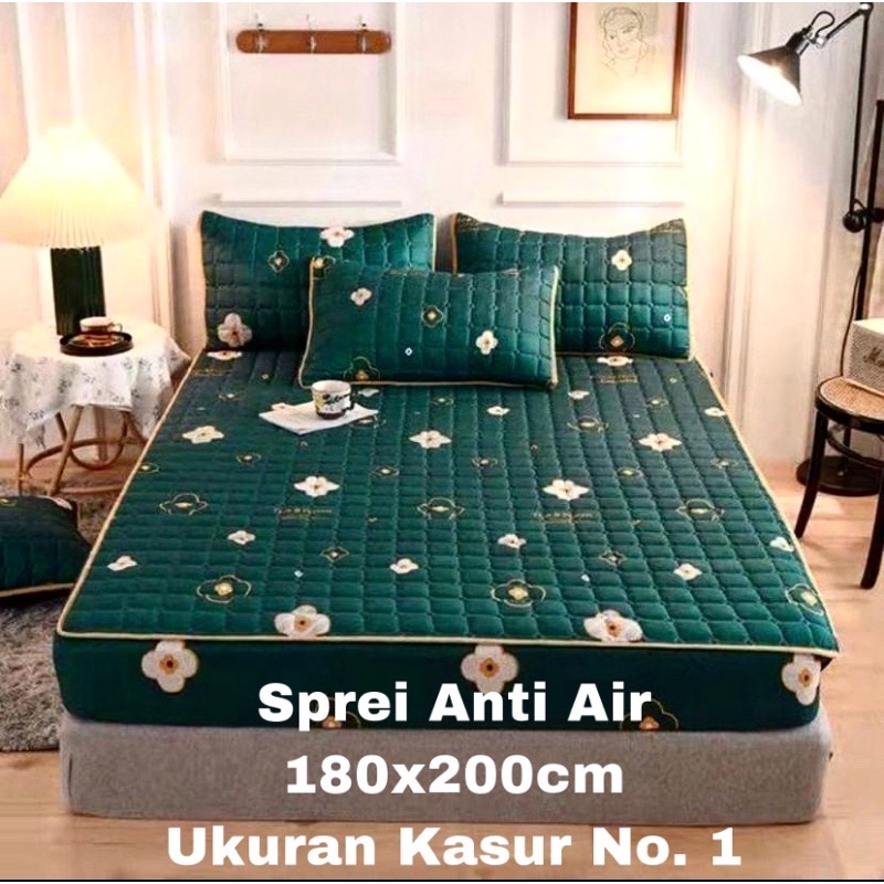 SPREI WATERPROOF UKURAN 180X200X25cm / SPREI ANTI AIR-HIJAU TUA