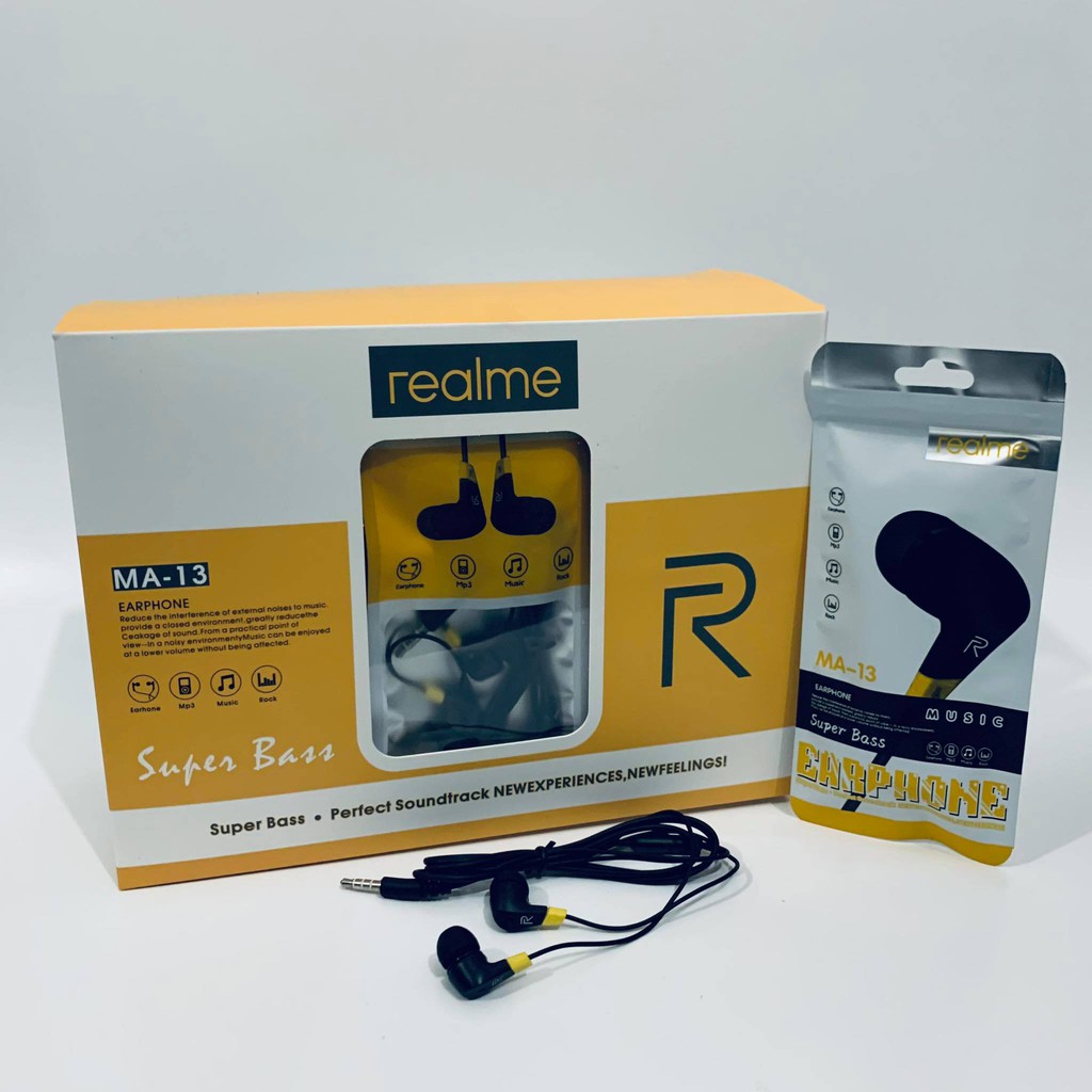 Headset Realme MA-13 Super Bass With Mic Earphone Pee Box 30pcs