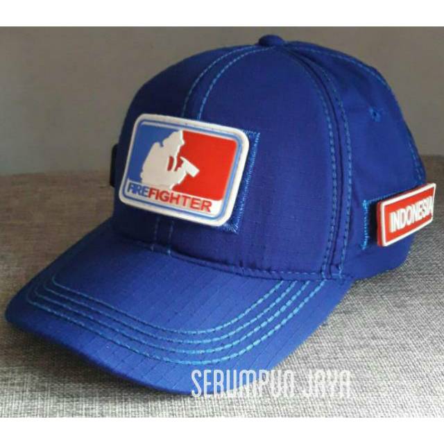 TOPI FIRE FIGHTER - TOPI FIRE FIGHTER 3PATCH VELCRO BIRU