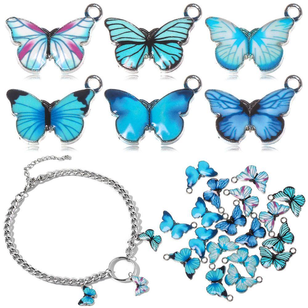 Lily 10PCS Butterfly Charms Fashion Membuat Kalung Gelang Liontin Hewan