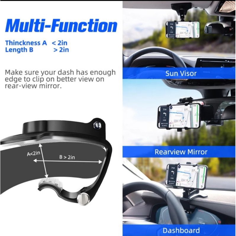 Phone Holder Mobil Dudukan Handphone Hp Car stand Dasboard Jepit Universal GPS Holding Kaca Spion Meja Standing