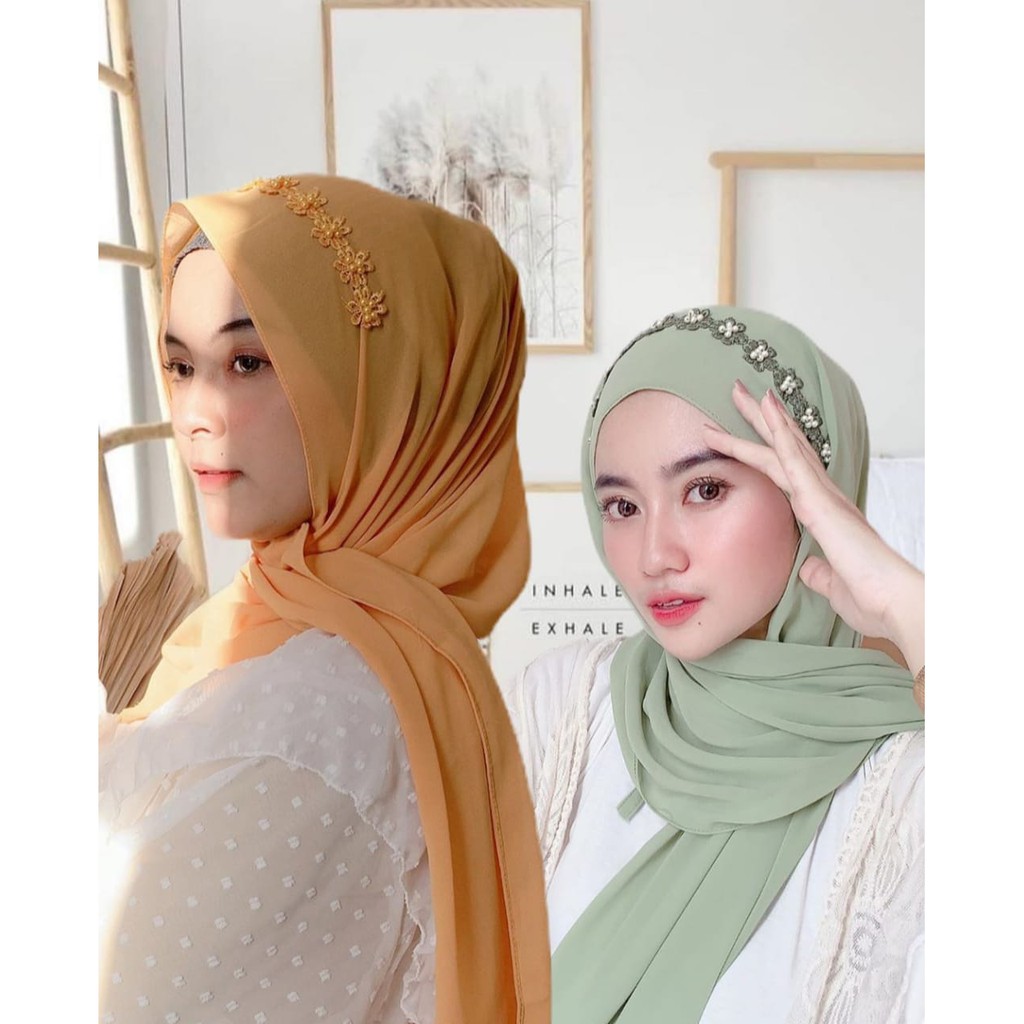 Hijab Pasmina/ Pasmina Mutiara/ Pasmina polos/ Pasmina Polos Variasi Mutiara/ Hijab Kekinian/ Hijab