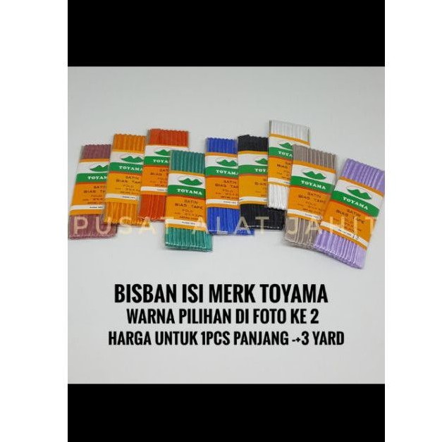 

BISBAN LISBAN PITA LIS BIS ISI PAKAIAN BAJU WARNA WARNI SATIN BIAS TAPE FOLD COLOUR MERK TOYAMA