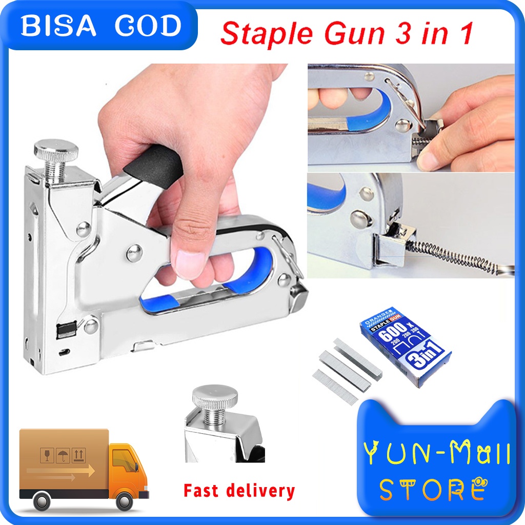 Staples gun tembak cekrekan powerful，3ini 1， staples tacker + isi/refil 13/8