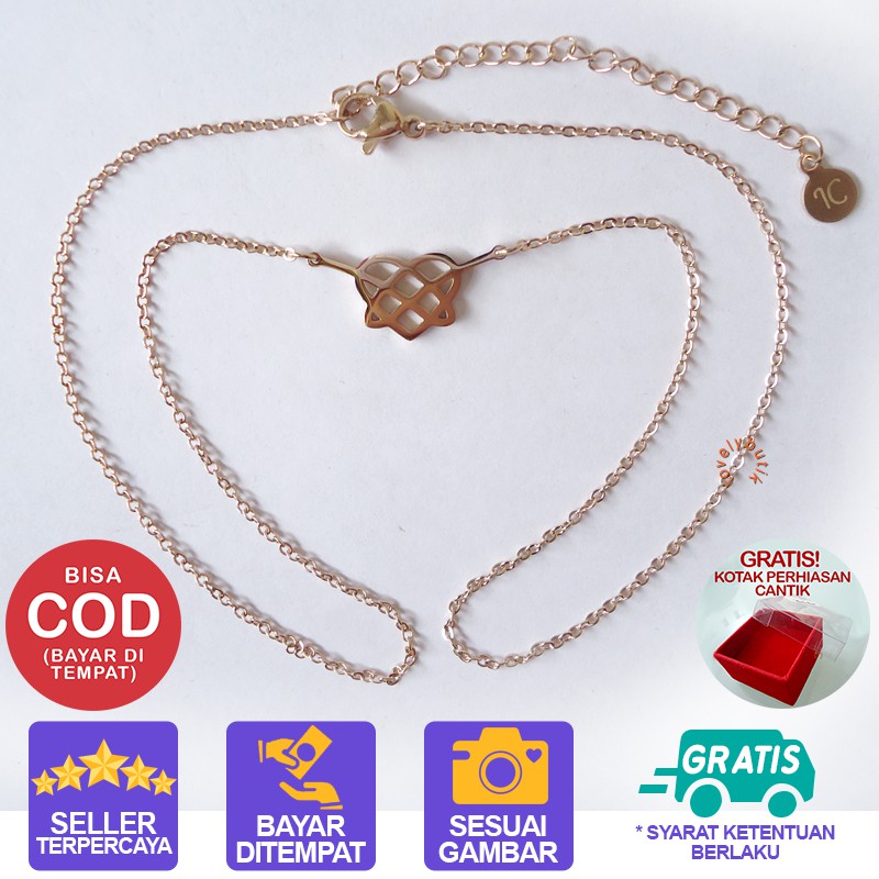 Lovelybutik Kalung Titanium Anti Karat 4ndin Kalung Ikatan Cinta Titanium Anti Luntur Anti Karat