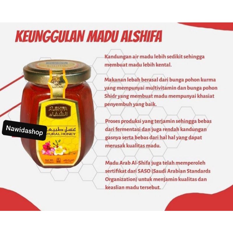 Al Shifa 500gr Madu Asli Arab kental Pure Honey Jakarta