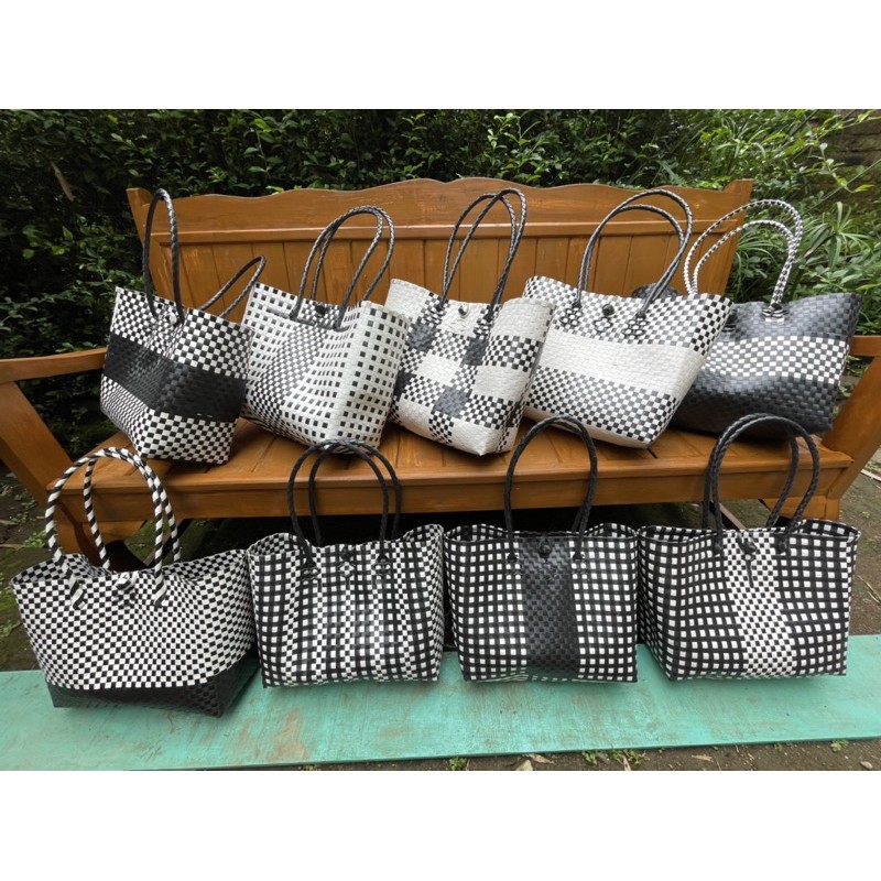 READY STOK- Tas Hajatan / Tas Monochrome / Tas Murah Anyaman Plastik / Souvenir Berkatan READY STOK