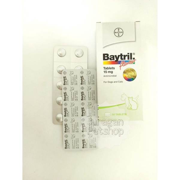 BAYTRIL 15 MG (1 TABLET) | Antibiotik Kucing/Anjing | Original Bayer 100%