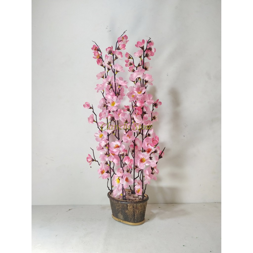 Bunga Sakura Plastik T50cm - Dekorasi Imlek Pajangan Rumah & Kantor Bunga Plastik Sakura Artificial-3