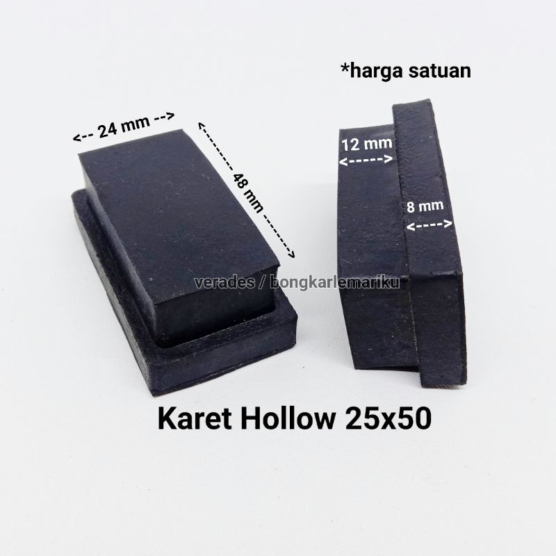 Karet Hollow 25x50 mm Padat Kaki Kursi Meja Holo