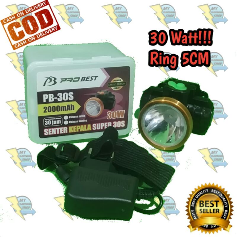 senter kepala LED 80Watt/50Watt Headlamp 80 Watt/50 Watt LED PROBEST PB-80S/PB-50S/Valescom 80Watt VL-80S