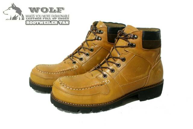 ( GARANSI TERMURAH)  SEPATU SAFETYBOOT KULIT WOLF ROTTWEILER ORIGINAL