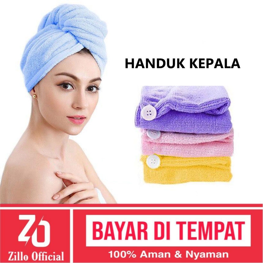 ZILLO Handuk Rambut Kain Pengering Rambut Handuk Kepala Motif Polos Magic Towel Bahan Microfiber Lembut