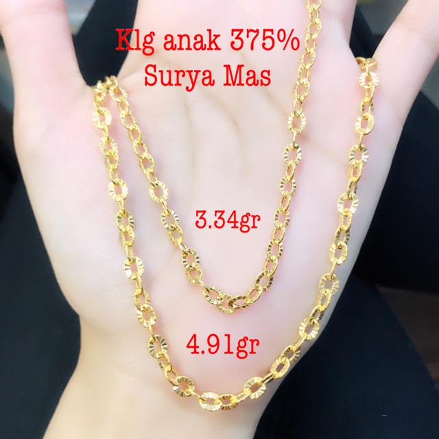Kalung rantai anak emas 375%