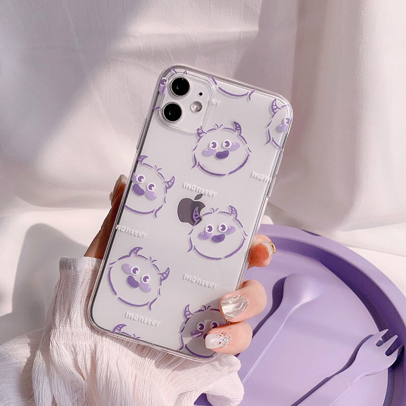 Cartoon purple monster transparent soft case iPhone12 mini iPhone12