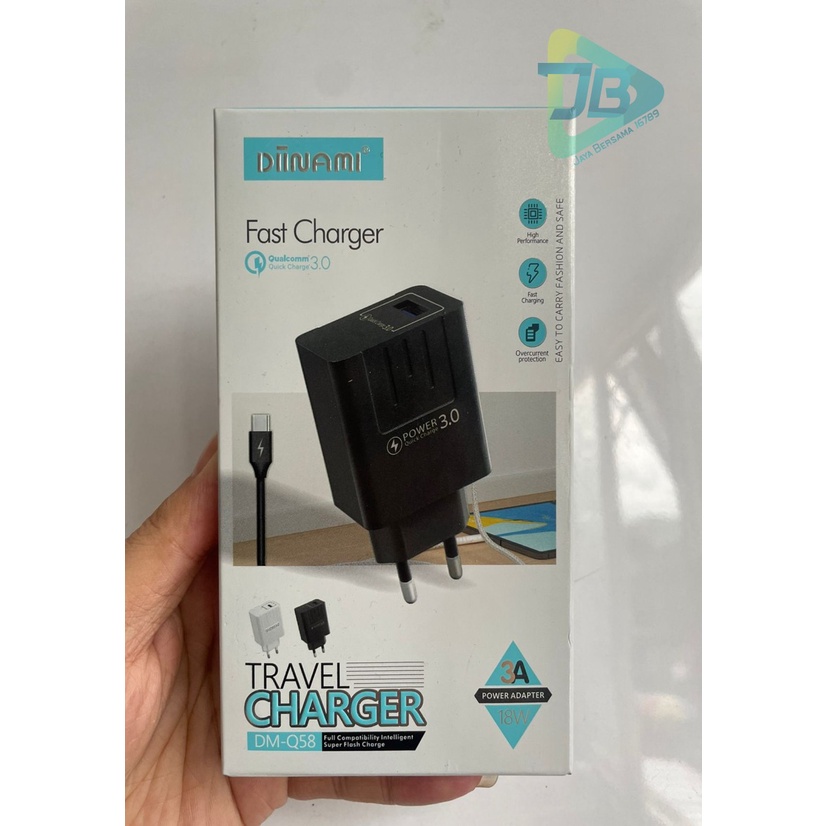 Q58 Charger DIINAMI Power 3A 18W Quick Charging TIPE C USB Fast Charging Port Smart Protection Garansi Resmi 1 Tahun JB5302