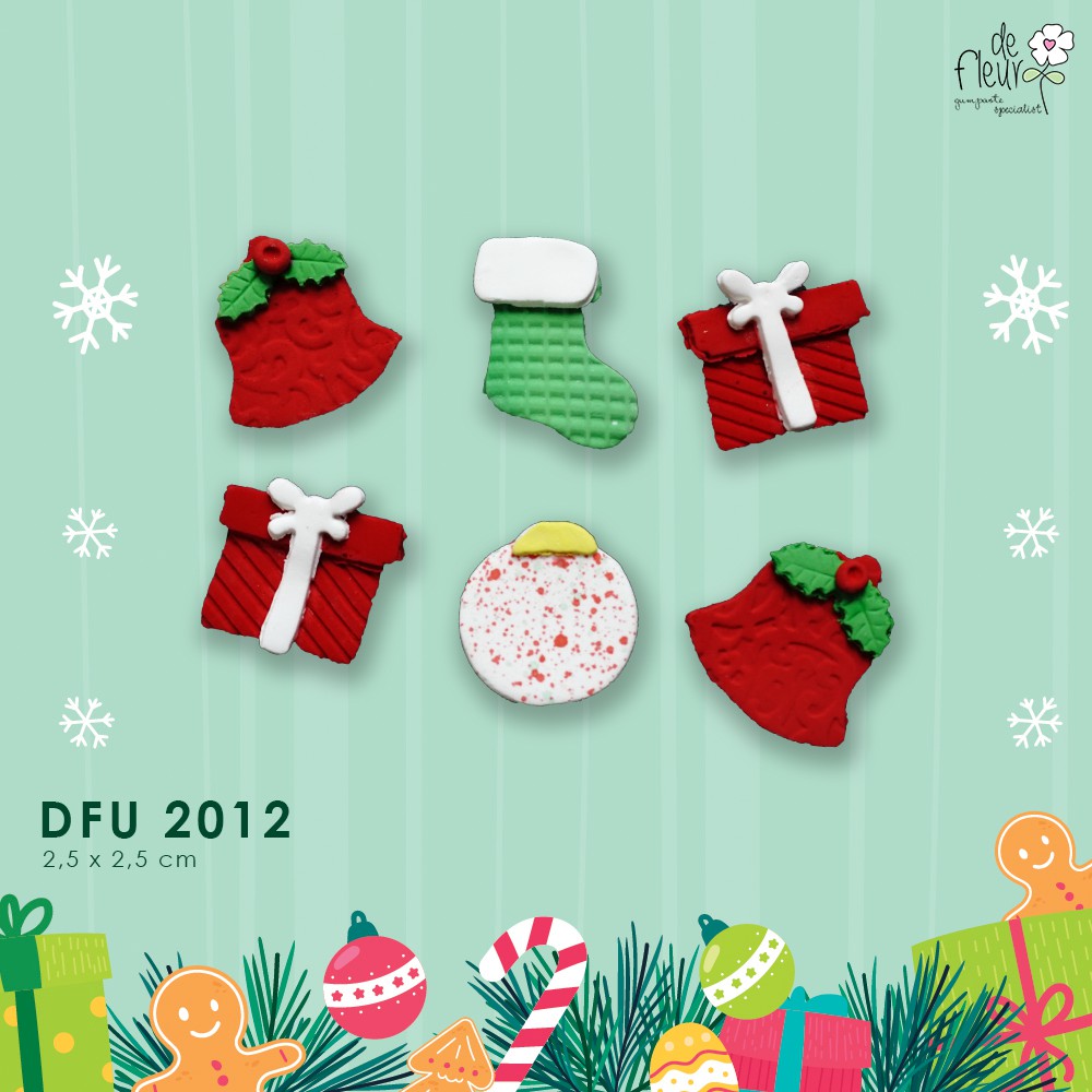 

Gumpaste hiasan kue kado / lonceng natal