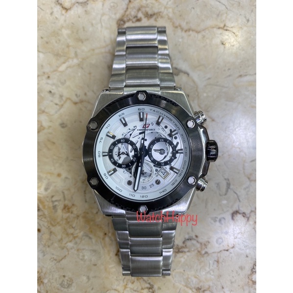 WatchHappy Chronoforce 5297 CF 5297 5297G Men Watch White Dial With Chrono Stainless Steel Original