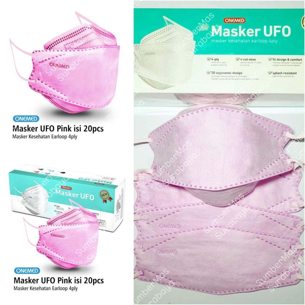 Masker KF94 Onemed Masker Medis UFO Pink - Model Pokana