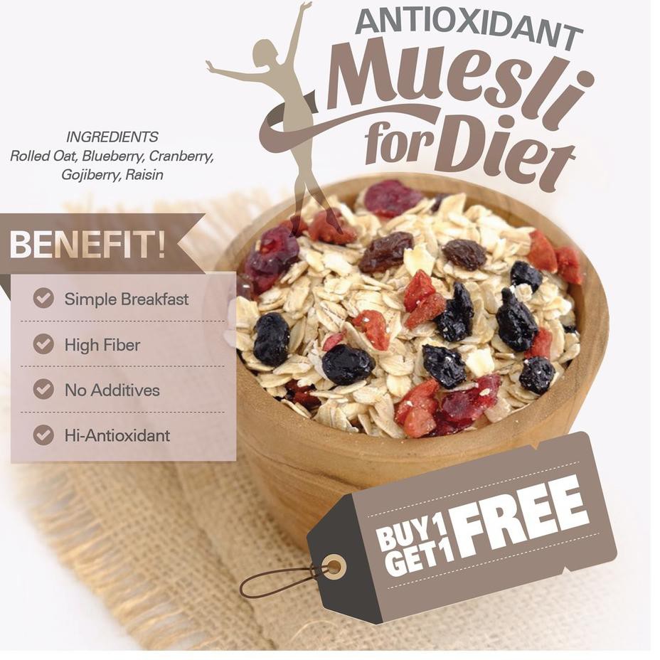 

RR4✱ BUY 1 GET 1 FREE Antioxidant Muesli (500gr x 2pc) Barang Baru