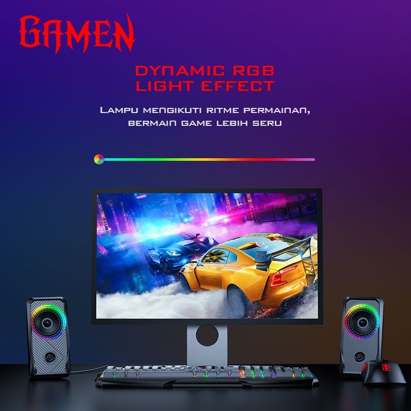 GAMEN Speaker GS5 Laptop/PC/Gaming Soundbar Super Bass Portable RGB Lighting - Garansi 1 Tahun