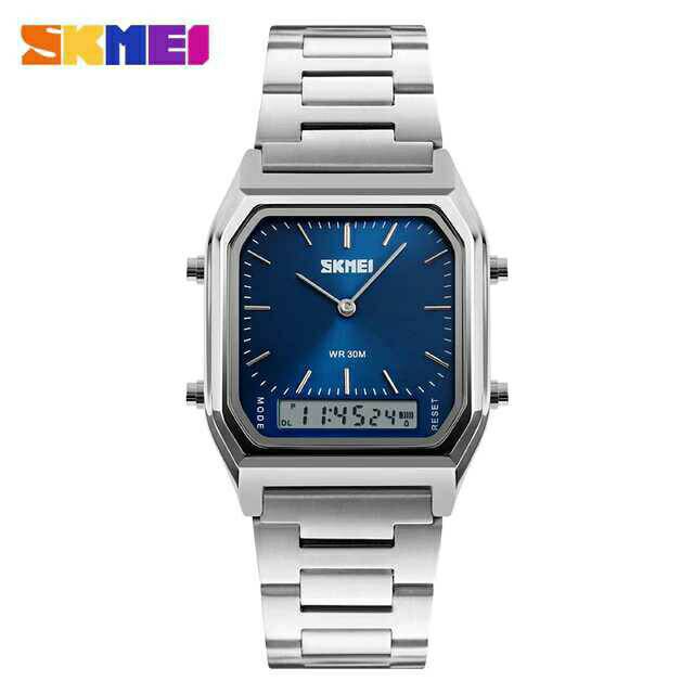 Jam Tangan Pria / SKMEI 1220 Men Stainless Steel Digital Dual Time / Jam Tangan AD Original / SKMEI