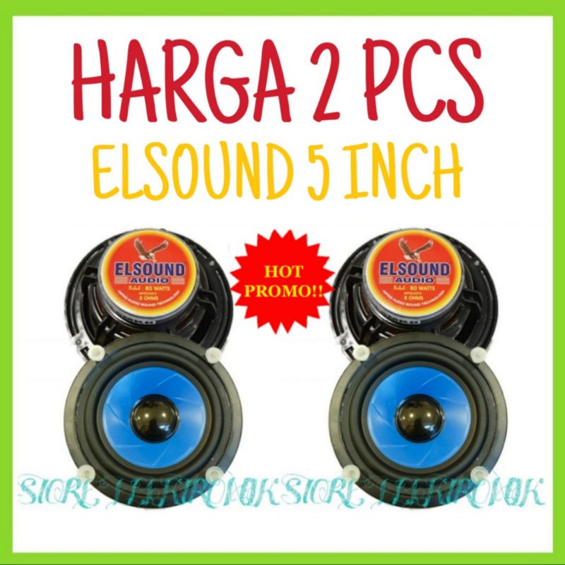 Promo 2 Pcs Speaker Elsound 5 inch 5 Mk Biru 80 Watt