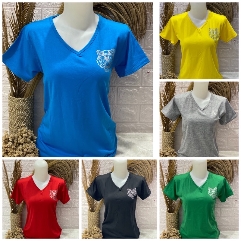 Kaos Wanita V neck Sablon dada Kaos Wanita Sablon dada