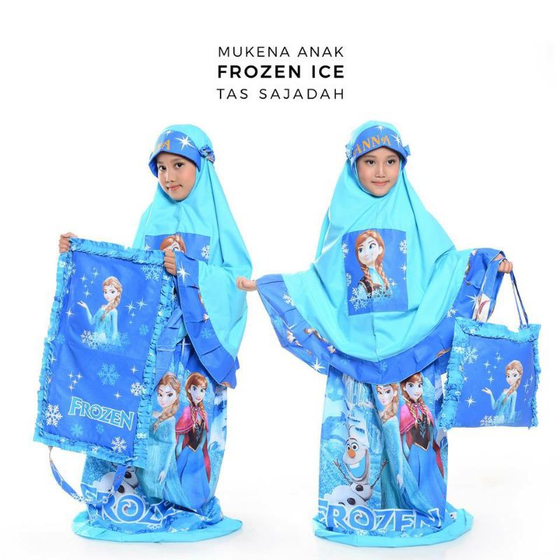 MUKENA ANAK FROZEN ICE CASTLE BIRU MUKENA FROZEN ELSA MUKENA ANAK SD
