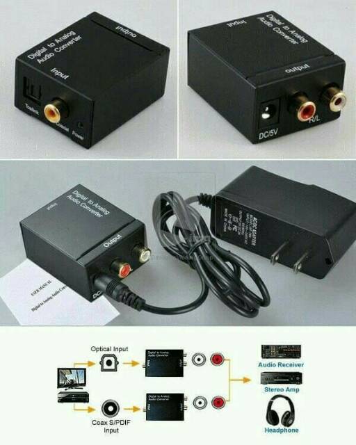 (COD) CONVERTER AUDIO DIGITAL KE ANALOG SPDIF OPTICAL TO ANALOG RCA COAXCIAL UNTUK KE SPEAKER AKTIF