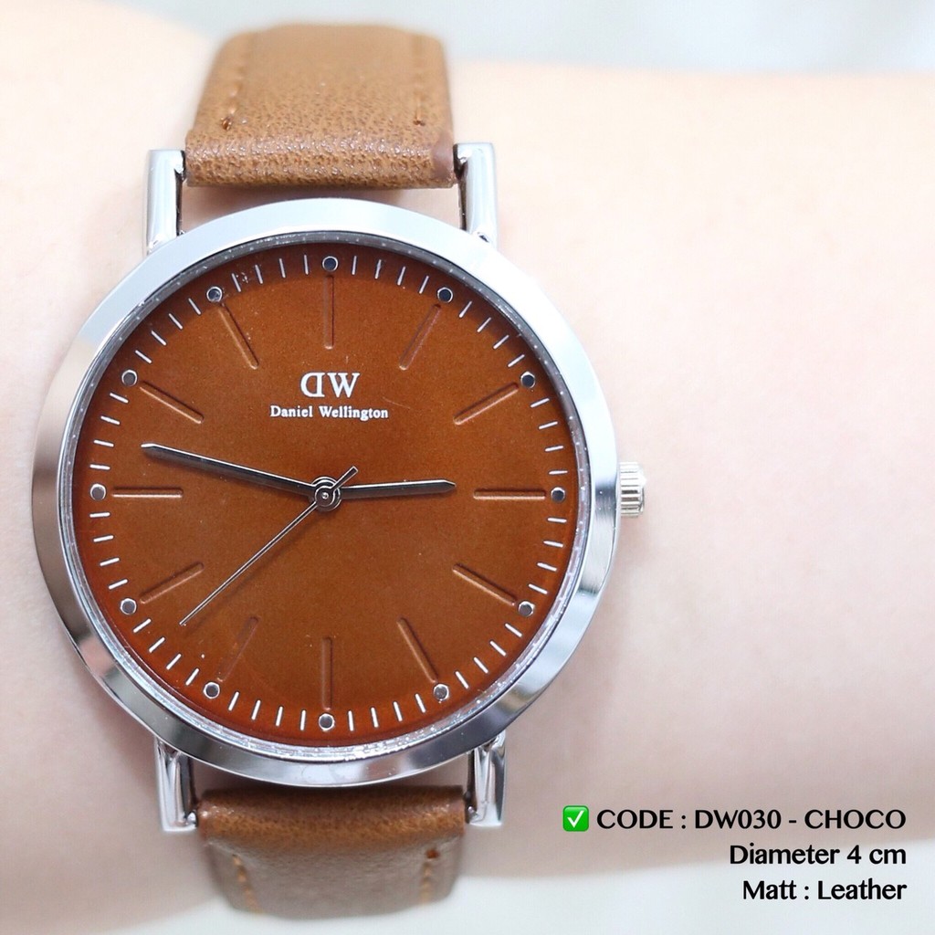 Jam tangan pria wanita tali kulit leather termurah import grosir ecer D030