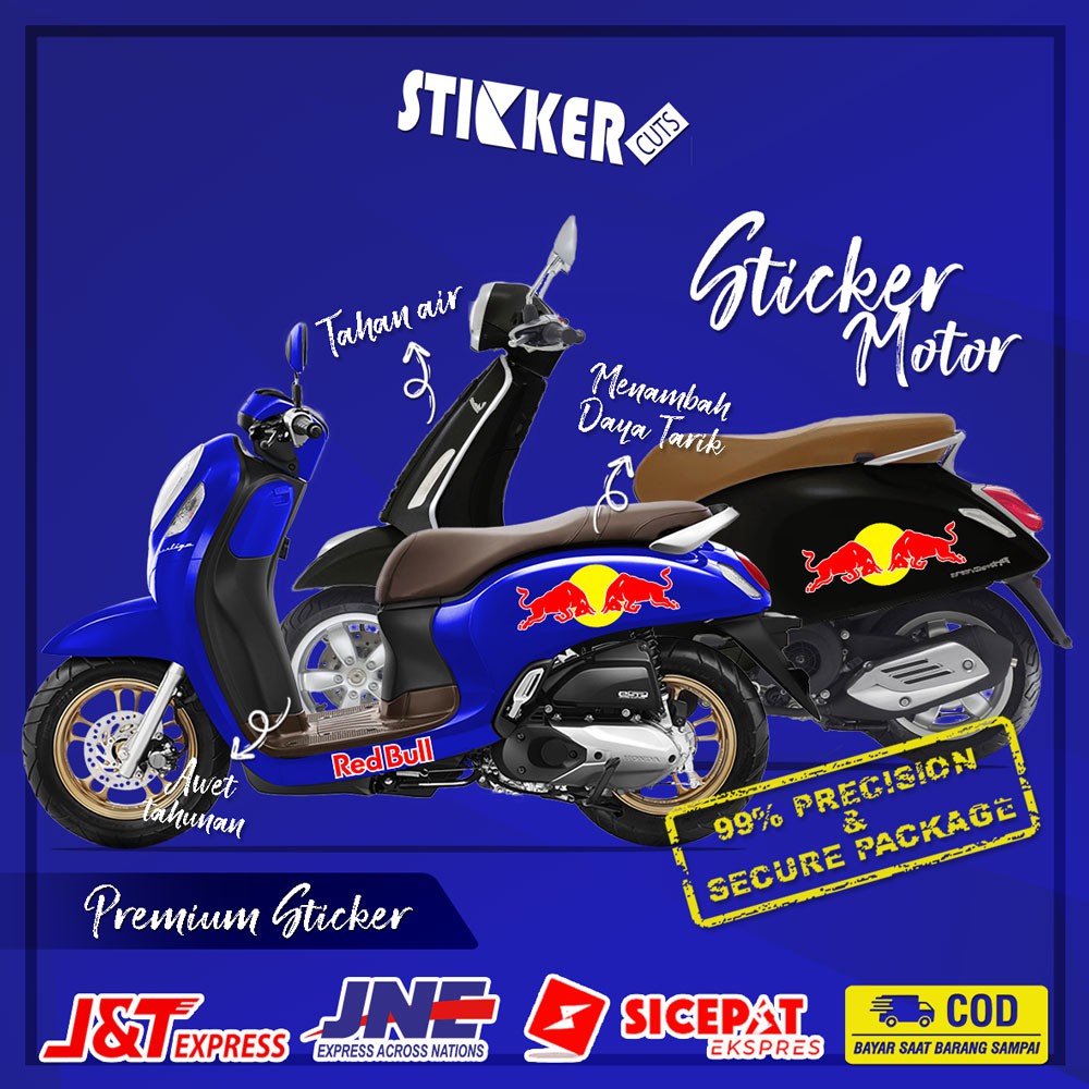 STICKER STIKER MOTOR VESPA SCOOPY LOGO REDBULL