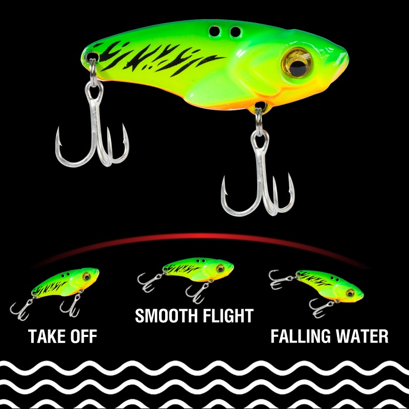 Umpan Pancing Hardlure Bentuk Ikan VIB Spinner Mata 3D Bahan Metal 5g / 7g / 10g / 15g / 20g