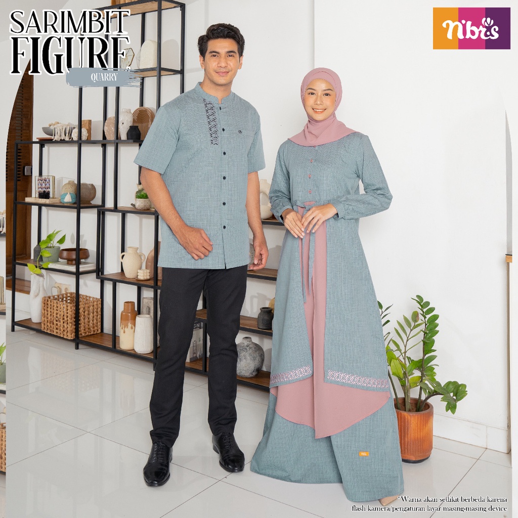 Nibras Sarimbit FIGURE QUARRY Baju Couple Lebaran Keluarga Bahan Biancheria mix Diamond Ceruty Model Terbaru