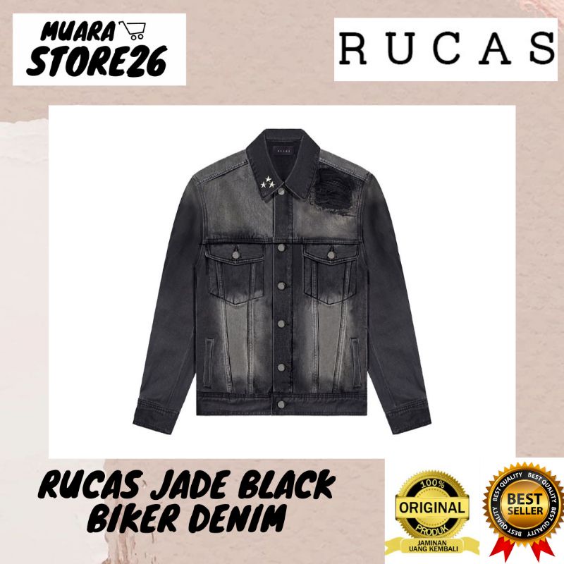 Rucas Jade Black Biker Denim