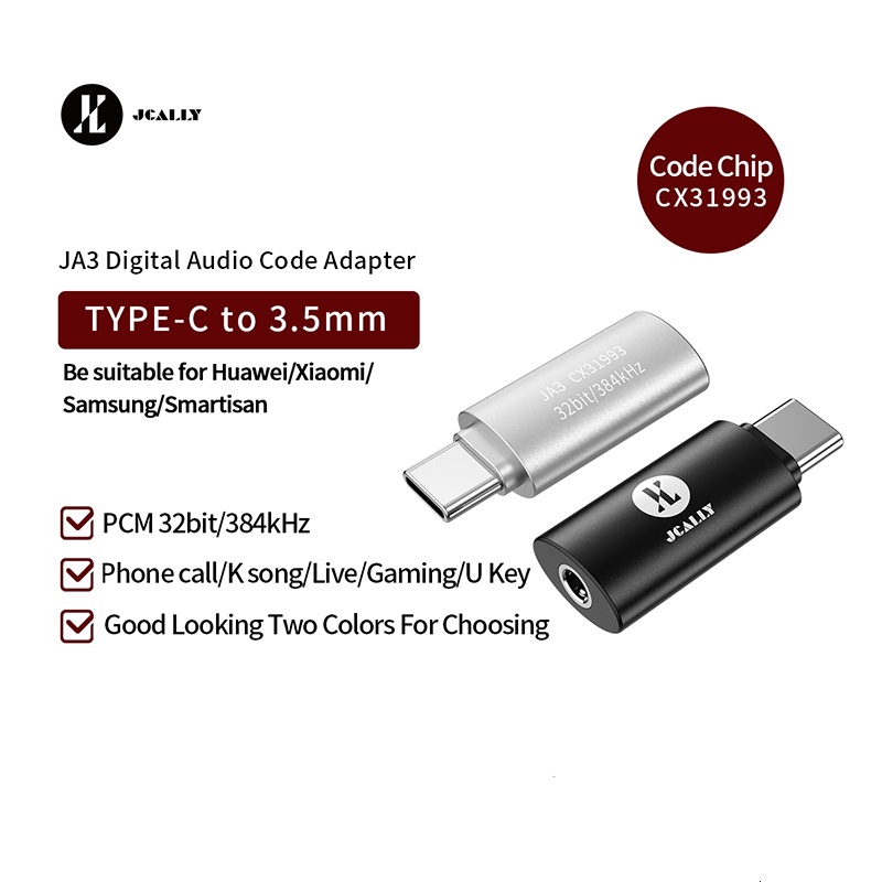 Jcally Ja3 Cx31993 Adapter Audio Code Tipe C Ke 3.5mm Dac Usb C Untuk Huawei Xiaomi Samsung Android