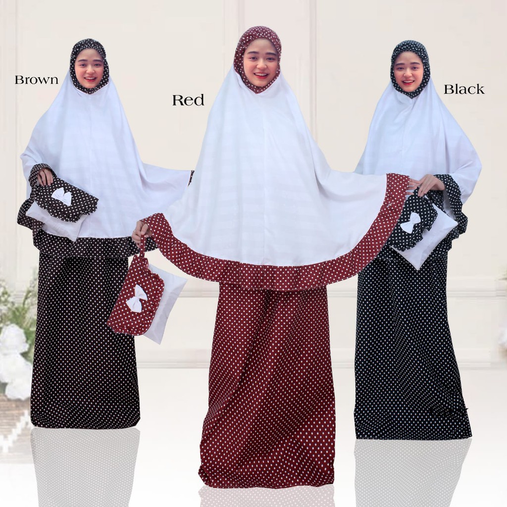 Mukena Santri Polkadot Katun Premium Kameh