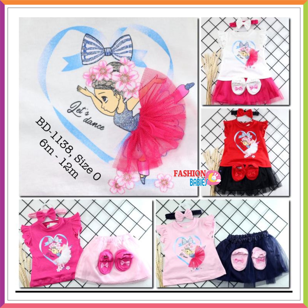 ❤ Baby Fashion ❤ 4in1 SET TUTU BAYI + BANDANA + SEPATU PEREMPUAN 3-12BLN / BABY GIRL TILE SET / KADO