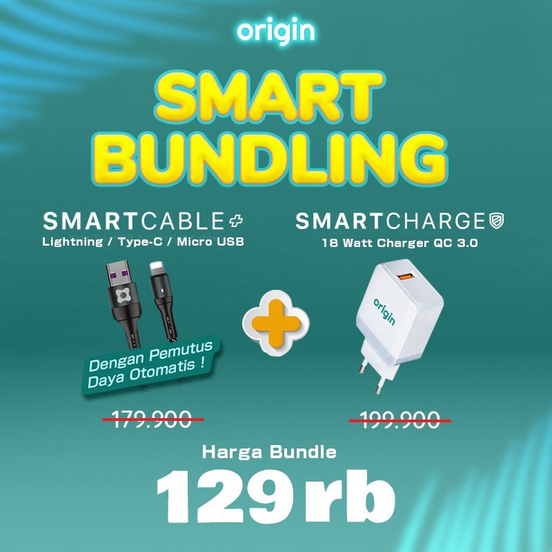 (BUNDLING) Origin Adaptor Charger 18w QC3.0 + Kabel Data Fast Charging