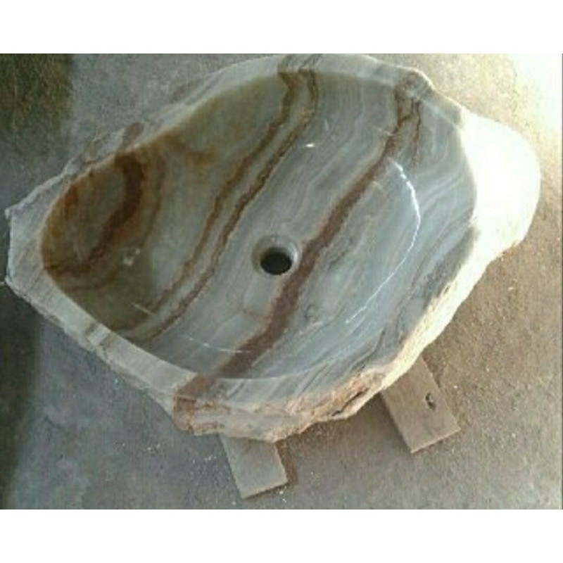 Wastafel Batu Fosil Kayu Kilap