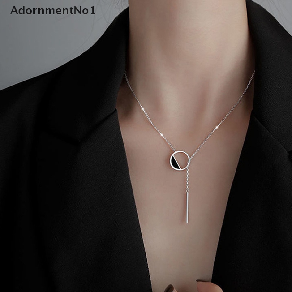 (AdornmentNo1) Kalung Choker Silver Bentuk Bulat / Persegi Panjang Untuk Hadiah Ulang Tahun