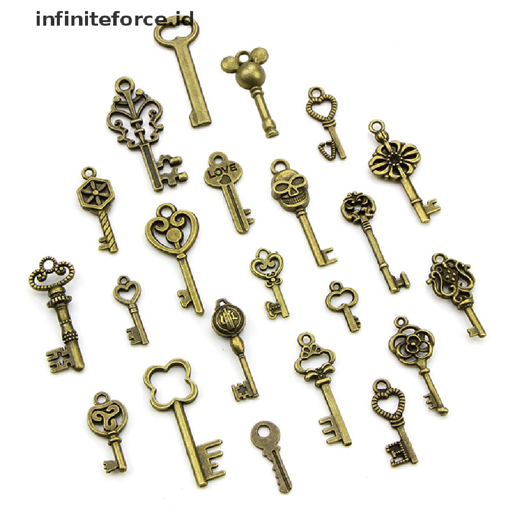 50 Pcs / Set Liontin Kunci Perunggu Gaya Vintage Steampunk Diy