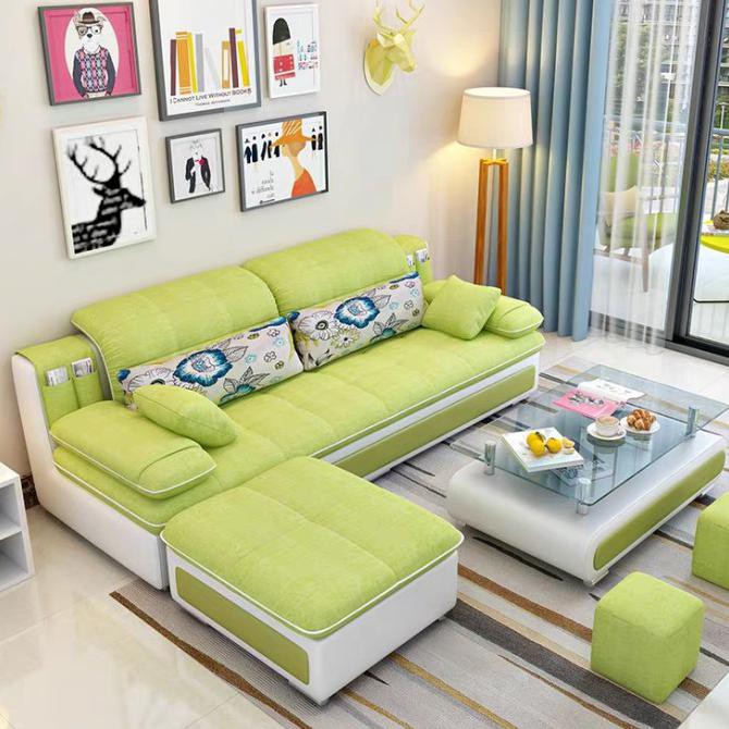 Sofa Minimalis L / Sofa L Sudut / Sofa Beranak - Putih Adikkakakmercyandha