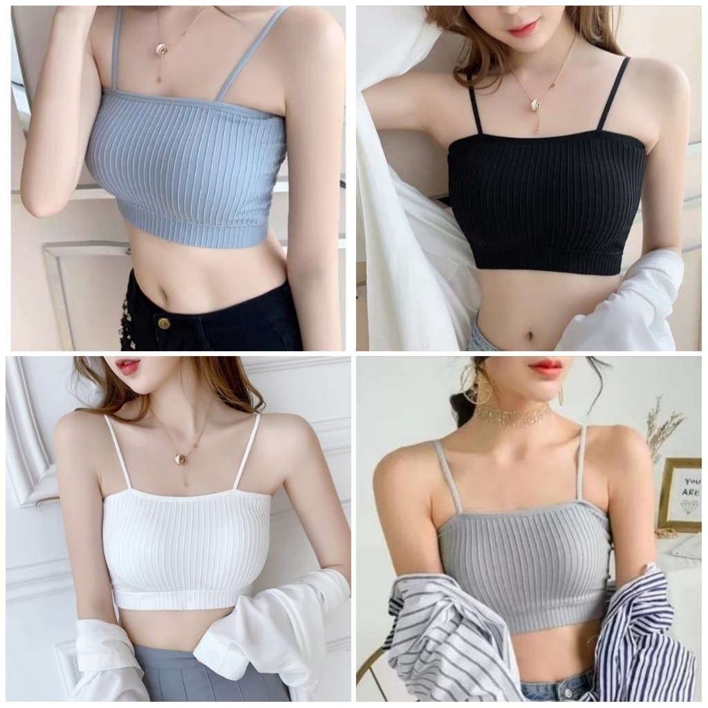 Bra kemben rajut tali / Sport bra / Bra wanita tanpa kawat / Tanktop J13