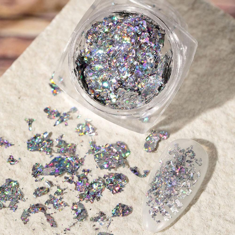 Needway Tidak Teratur Aluminium Foil Kertas Emas Perak 3D Dekorasi Kuku Manicure Tools Sequin