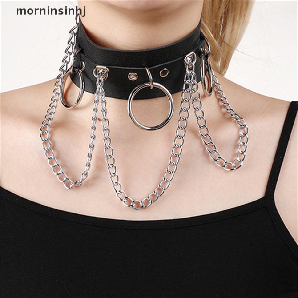 Mor Kalung Choker Punk Gothic Flexible Adjustable Bahan Kulit Pu Untuk Wanita