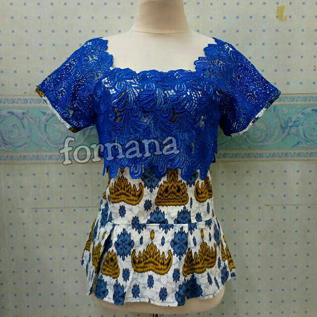 Atasan batik kombinasi brokat