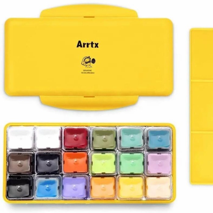 

arrtx gouache 18clr x 30ml (free mixing palette) special color set - case yellow