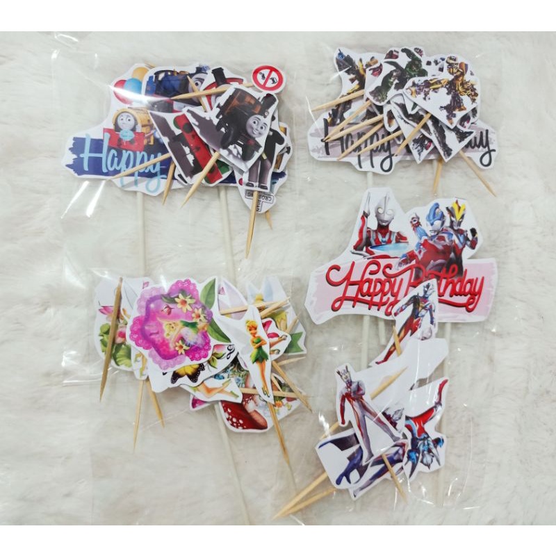 topper Tinkerbell, Ultraman, upin Ipin, unicorn, zoo animal